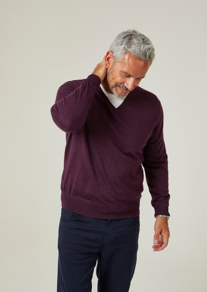 Maglione in lana merino Millbreck color uva nera - Vestibilità regolare