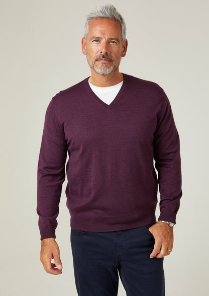 Maglione in lana merino Millbreck color uva nera - Vestibilità regolare