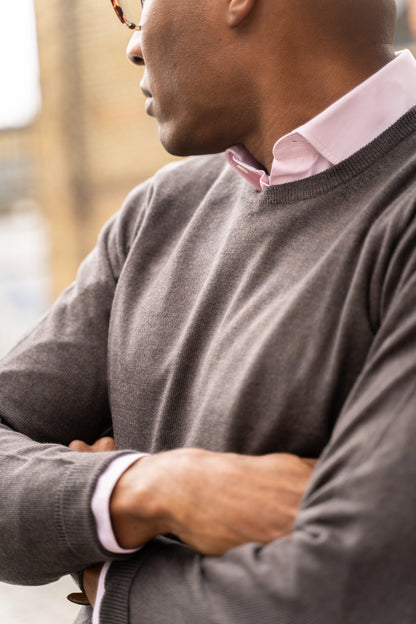 Maglione in lana merino da uomo Radstone in marrone scuro - vestibilità regolare