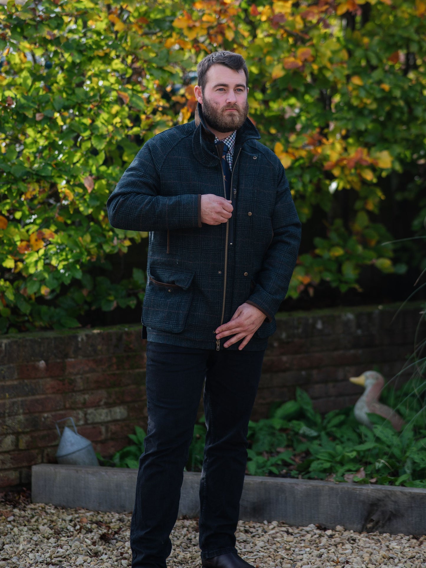 Cappotto in tweed impermeabile Surrey a quadri verdi - Vestibilità da tiro