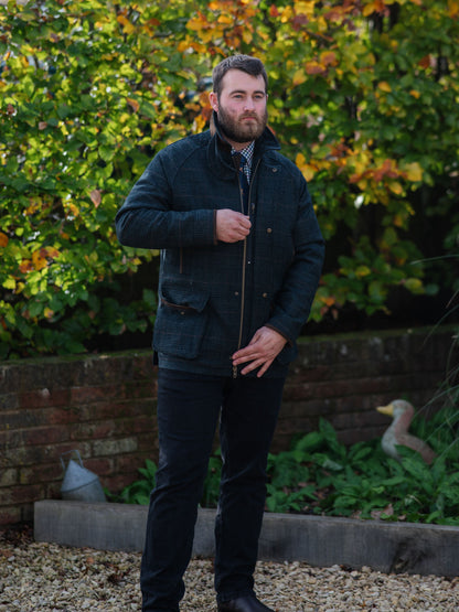 Cappotto in tweed impermeabile Surrey a quadri verdi - Vestibilità da tiro