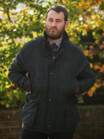 Cappotto in tweed impermeabile Surrey a quadri verdi - Vestibilità da tiro
