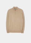 Maglione Hanbury Cashmere con zip e collo a lupetto in lino - Vestibilità regolare