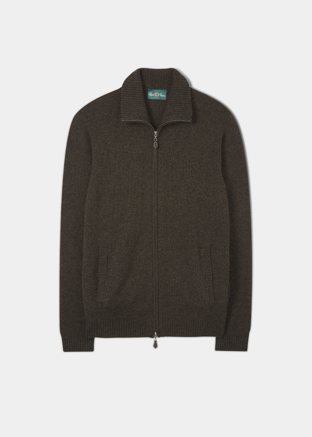 Ballater Lambswool Zipped Jumper in Cocoa 