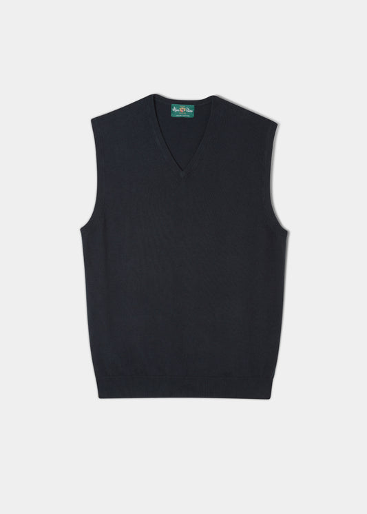Slipover Ellerby in cotone e cashmere in blu scuro