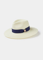 Cappello Di Paglia Emelle Con Nastro Blu Navy.