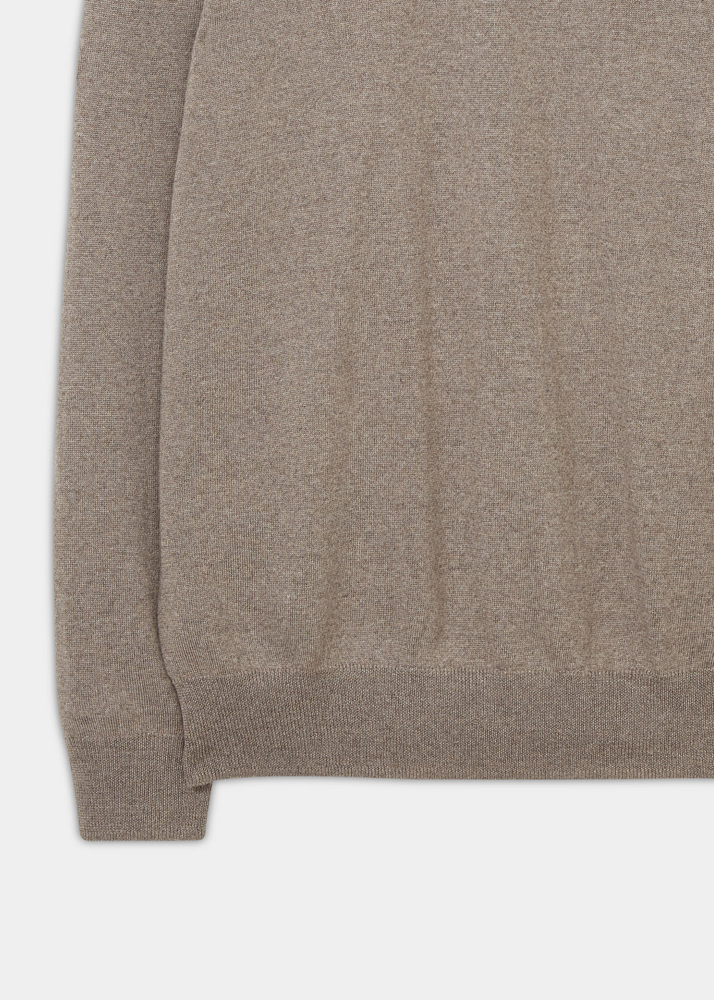 Linton Merino Wool Roll Neck Jumper in Mushroom—regular fit, ribbed cuffs/hem, winter-ready men’s style.