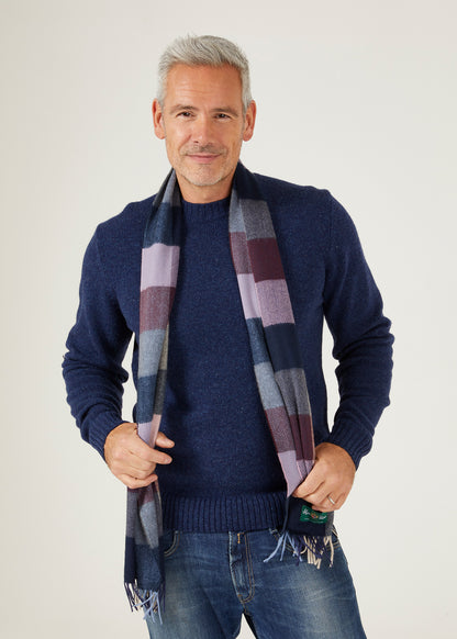 Sciarpa in cashmere da uomo a quadri a blocchi di Westhay in bordeaux
