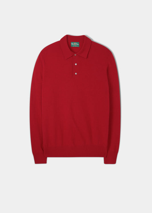 Polo da uomo a maniche lunghe in lana d'agnello Geelong in stile azteco - vestibilità regolare