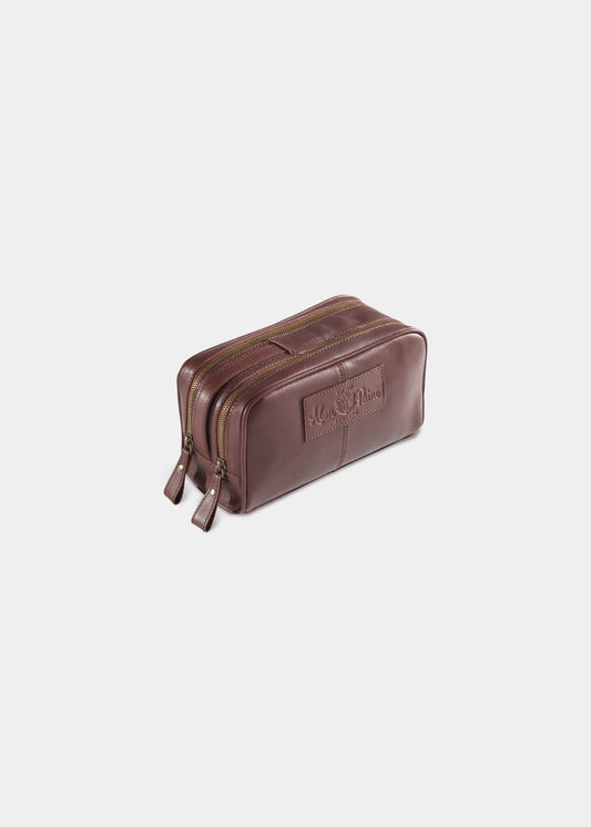 Borsa da bagno in pelle da uomo in rovere