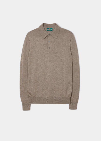 Polo da uomo in lana merino Hindhead color fungo - vestibilità regolare