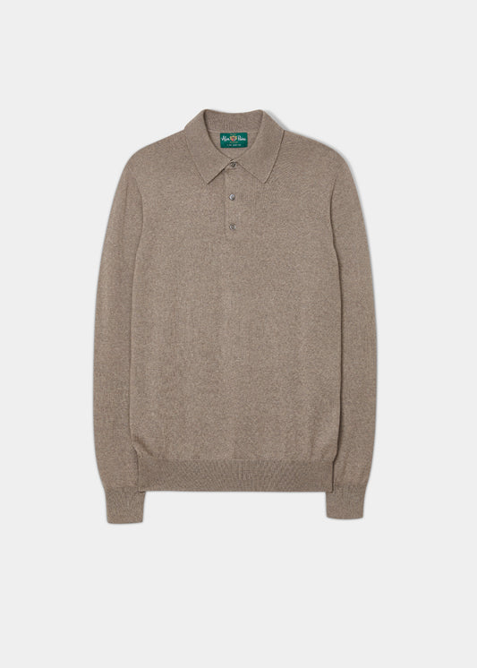 Polo da uomo in lana merino Hindhead color fungo - vestibilità regolare